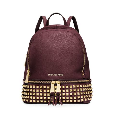 michael kors rhea studded backpack medium|Michael Kors studded leather backpack.